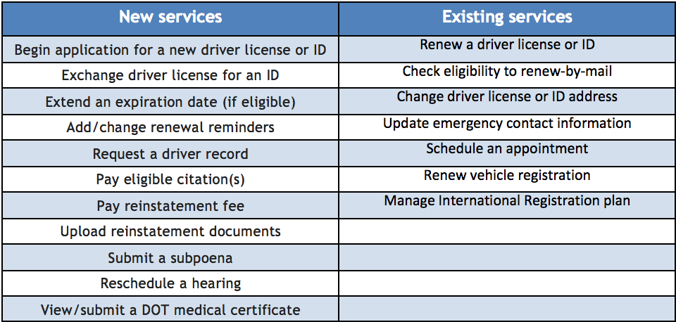 DMV Skip the Trip services