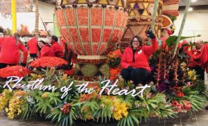 Colleen Reed aboard Donate Life Rose Parade float