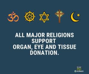 all major religions support organ, eye, and tissue donation