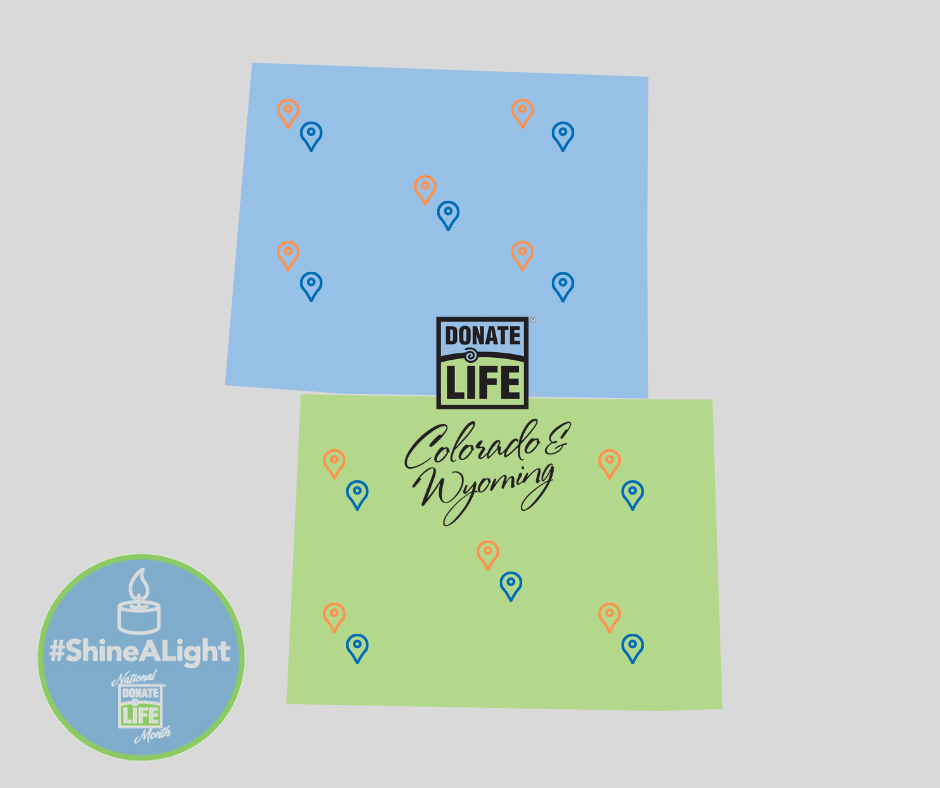 shine a light events graphic for national donate life month
