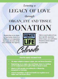 Donor Alliance Colorado Denver Wyoming National Donor Sabbath